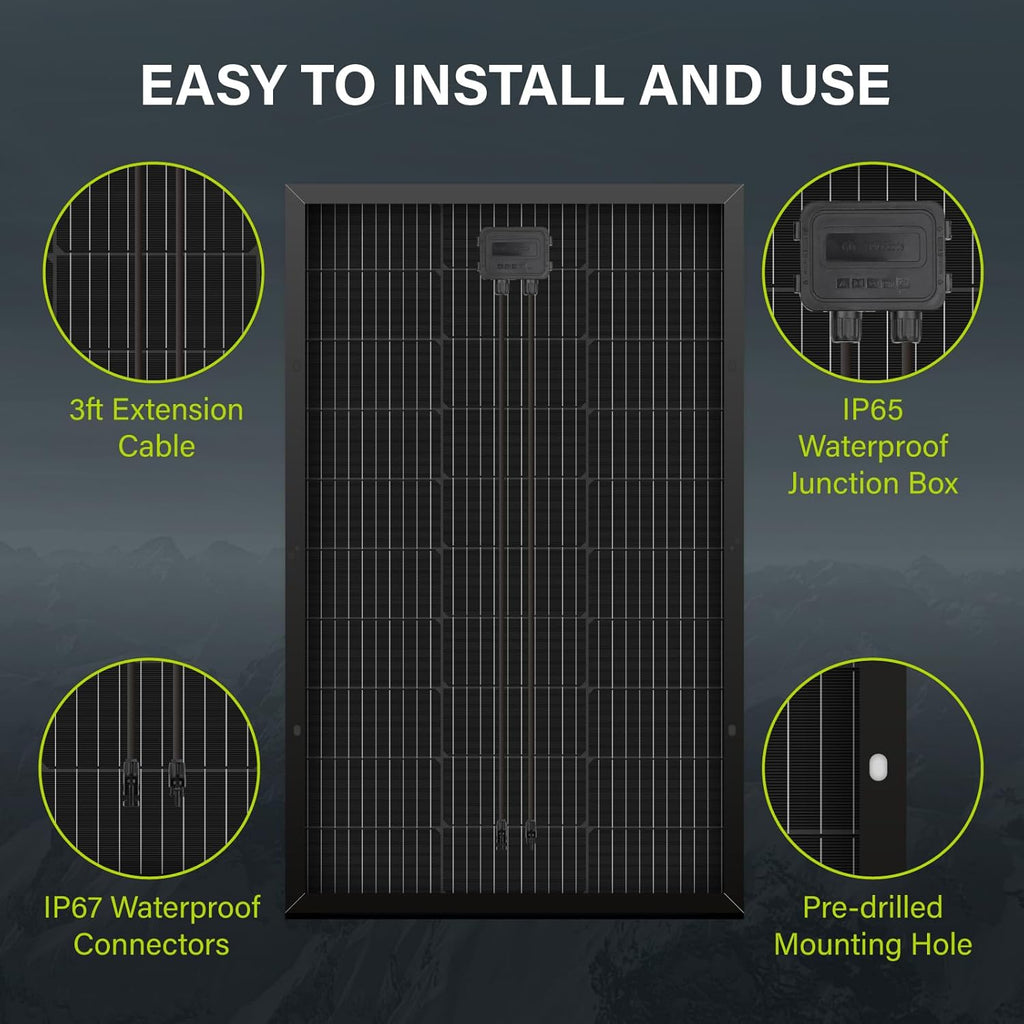 100 Watts Monocrystalline 100W 12V Solar Panel High Efficiency Mono Module RV Marine Boat off Grid