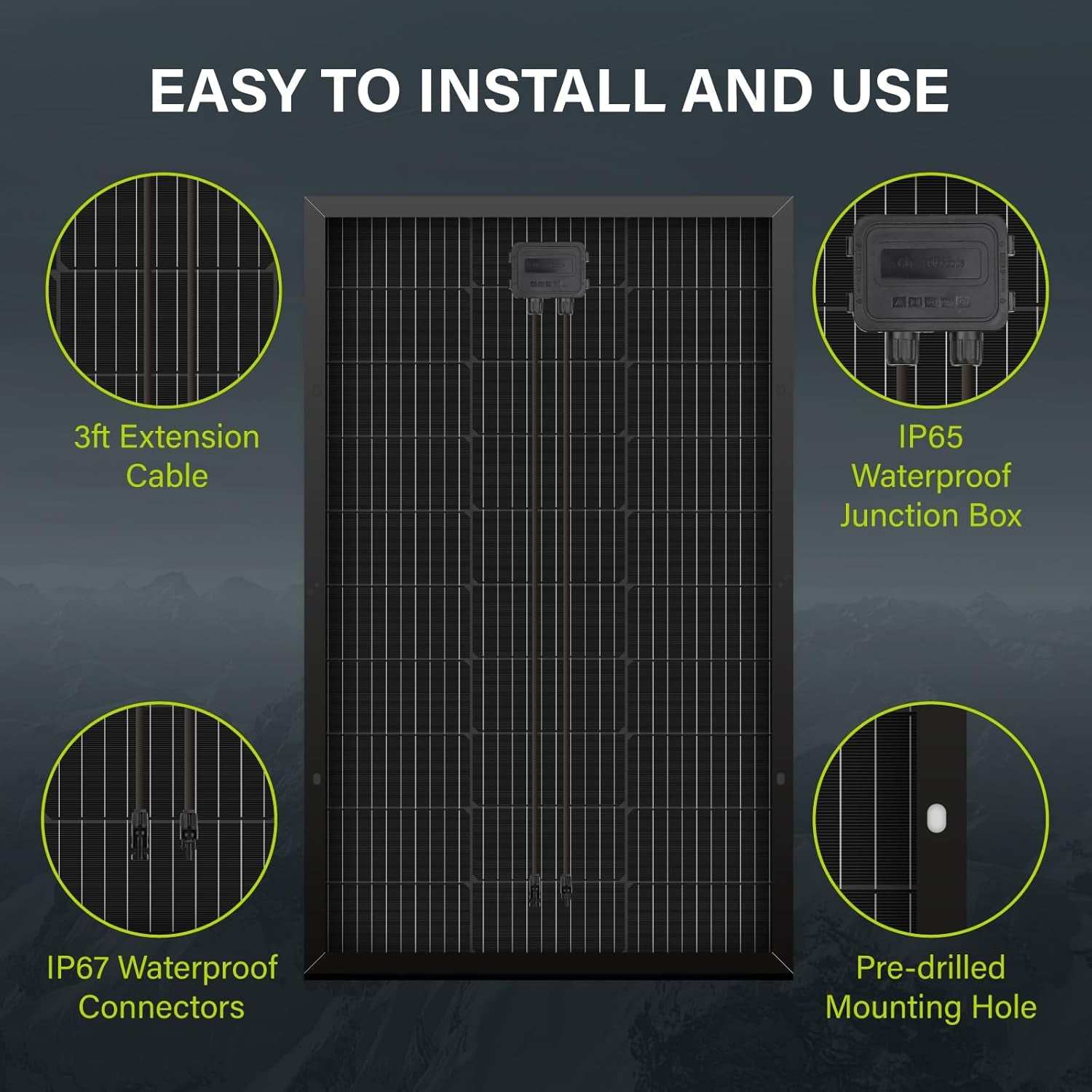 100 Watts Monocrystalline 100W 12V Solar Panel High Efficiency Mono Module RV Marine Boat off Grid