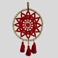 10" Handmade Wood Bead Frame Macrame Dreamcatcher - Nursery and Kid's Room Decor -- Coral