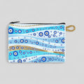 Cute Mini Wavy Evil Eye Pattern with Gold Accents Woven Zipper Coin Purse
